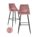 Tabouret Brooke rose chenille (set de 2)