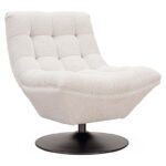 Chaise pivotante white bouclé fire retardant