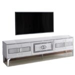 Meuble TV design de luxe avec miroir Blanc-Silver