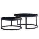 Table de salon set de 2 rond design noir top marble noir