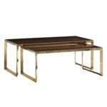Table basse set de 2 vitre brown