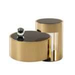 Table basse set de 2 en vitre metal gold/noir
