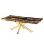 Table a manger 180cm design epoxy bois massif pieds dif.couleurs