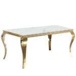 Table de salle à manger design 160cm avec un plateau en en verre deco marble