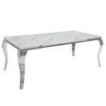 Table de salle à manger design 160cm avec un plateau en en verre deco marble