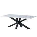Table à manger Plateau marble blanc Pied Matrix fin