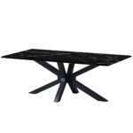 Table à manger Plateau marble noir Pied Matrix fin