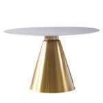 Table a manger Round Marble Top Stainless Steel Blanc gold