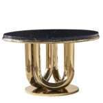 Table a manger Round Marble Noir pieds gold Stainless Steel