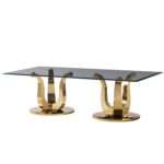 Table de salon grande rec.gold top vitre transparent